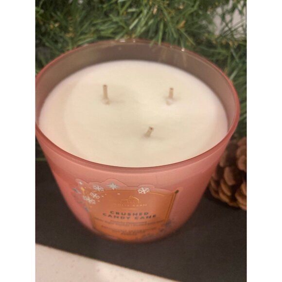 Bath & Body Works “Crushed Candy Cane” New Christmas Holiday 3 Wick Candle - Picture 3 of 6